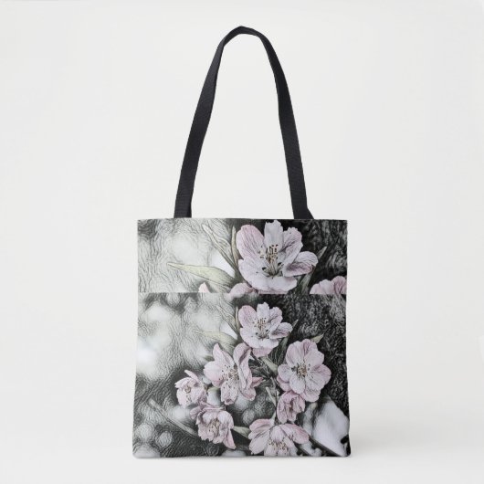  roze bloesems op een tak tote bag (Voorkant)
