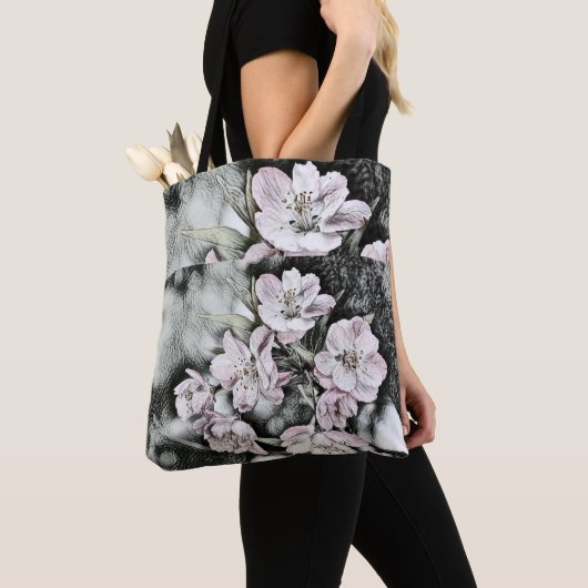  roze bloesems op een tak tote bag (Dichtbij)