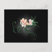 Roze bloesems op een zwarte achtergrond briefkaart (Voorkant)