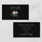 Roze bloesems op een zwarte achtergrond visitekaartje (Voorkant / Achterkant)