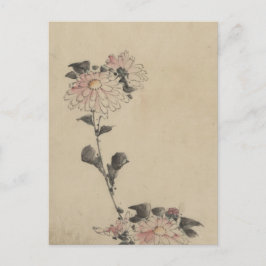 Roze bloesems op laag niveau door Hokusai Briefkaart