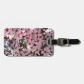 Roze bloesems op sierbloemen bagagelabel (Voorkant horizontaal)