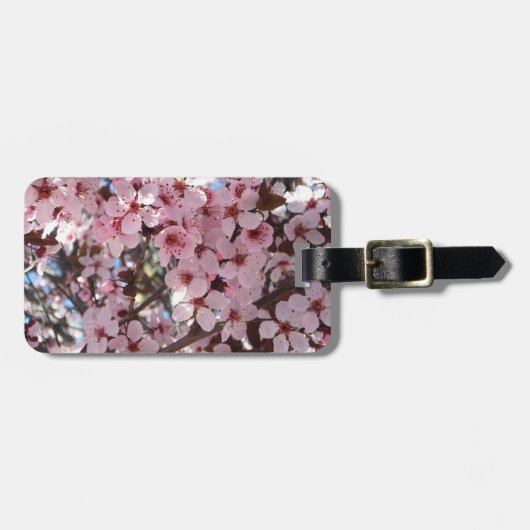 Roze bloesems op sierbloemen bagagelabel (Voorkant horizontaal)