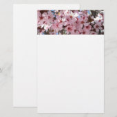 Roze bloesems op sierbloemen briefpapier (Voorkant / Achterkant)