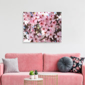 Roze bloesems op sierbloemen canvas afdruk (Insitu (Woonkamer))