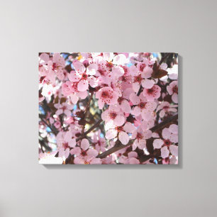 Roze bloesems op sierbloemen canvas afdruk