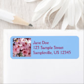 Roze bloesems op sierbloemen etiket (Insitu)