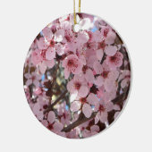 Roze bloesems op sierbloemen keramisch ornament (Links)