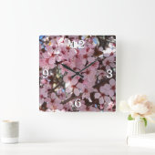 Roze bloesems op sierbloemen vierkante klok (Huis)