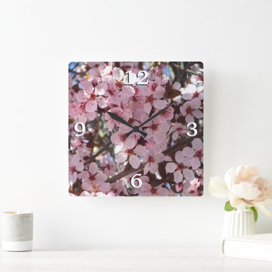 Roze bloesems op sierbloemen vierkante klok (Huis)