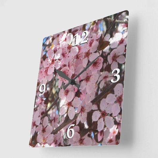 Roze bloesems op sierbloemen vierkante klok (Hoek)