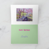 Roze Bloesems Over Williamsburg Happy Birthday Kaart (Binnen)