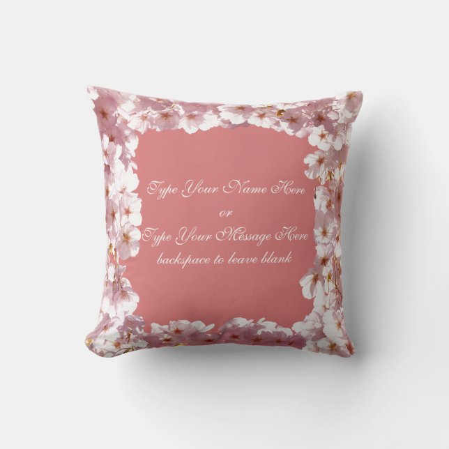Roze bloesems Pillow, speciaal gepersonaliseerd ve Kussen (Voorkant)