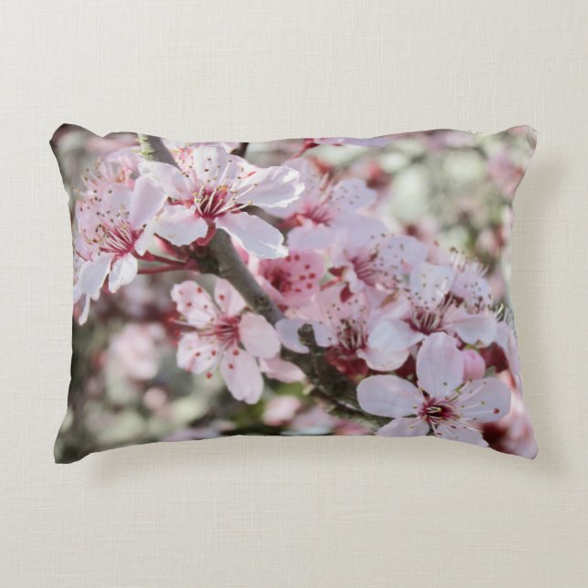 Roze bloesems Red Stems. Accent Kussen (Voorkant)