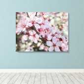 Roze bloesems Red Stems. Canvas Afdruk (Insitu (Houten vloer))