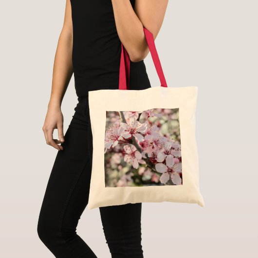 Roze bloesems Red Stems. Tote Bag (Voorkant (product))