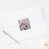 Roze bloesems Red Stems. Vierkante Sticker (Envelop)