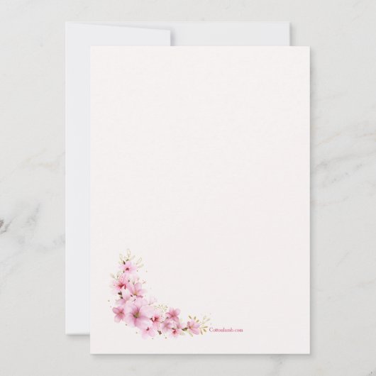 Roze bloesems Religieuze Uitnodiging (Achterkant)