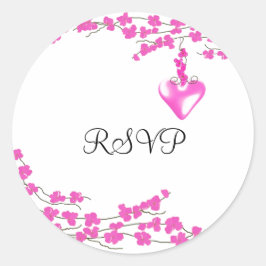Roze Bloesems RSVP Ronde Sticker