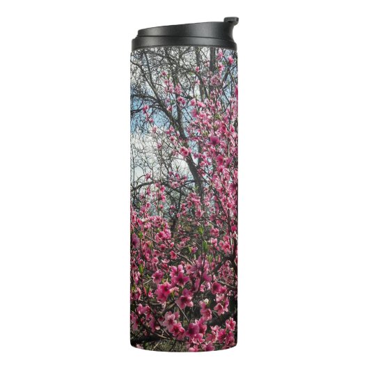 Roze bloesems Spring Tumbler Thermosbeker (Gedraaid links)