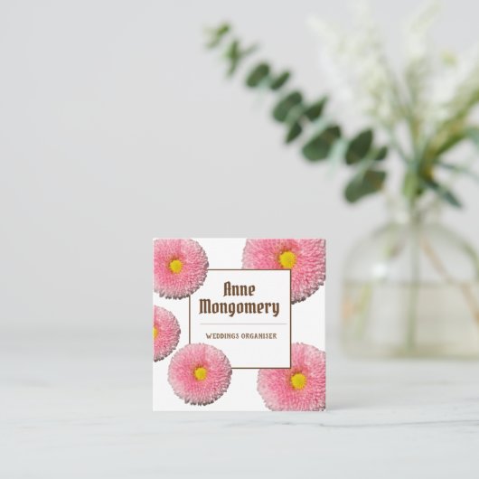 Roze Bloesems Square Visitekaartje (Staand voorkant)