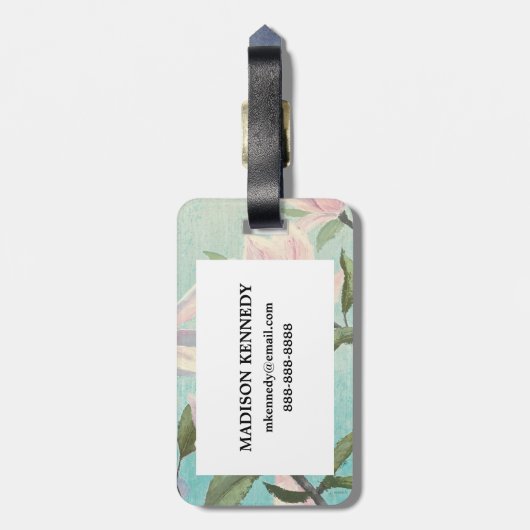 Roze bloesems uit het zuiden bagagelabel (Achterkant verticaal)