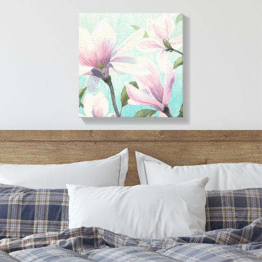 Roze bloesems uit het zuiden canvas afdruk (Insitu (Slaapkamer))