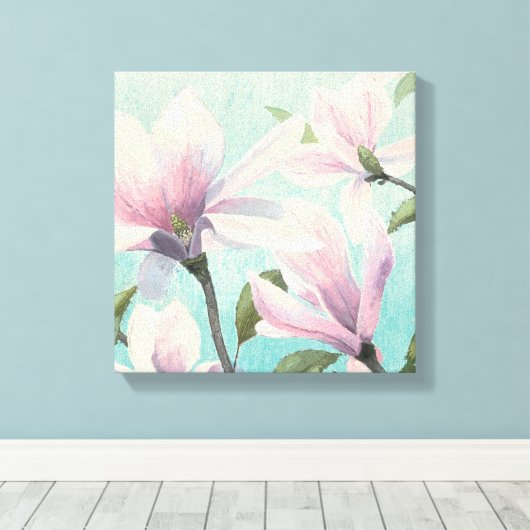 Roze bloesems uit het zuiden canvas afdruk (Insitu (Houten vloer))