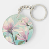 Roze bloesems uit het zuiden sleutelhanger (Achterkant)