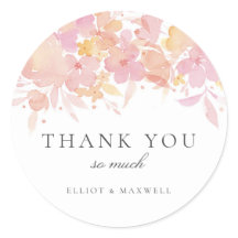 Roze Bloesems Waterverf Bloemen Bruiloft Sticker