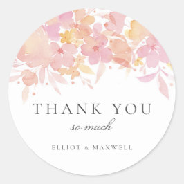 Roze Bloesems Waterverf Bloemen Bruiloft Sticker