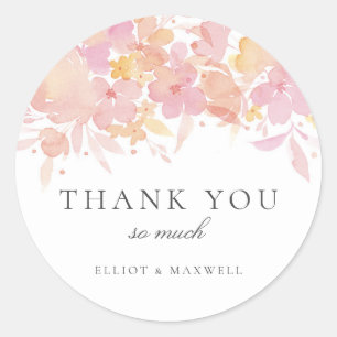 Roze Bloesems Waterverf Bloemen Bruiloft Sticker