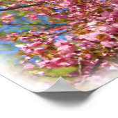 Roze Bloesems Waterverf Fotoschilderij Bloem Poster (Hoek)