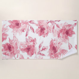 Roze Bloesems Waterverf Luchtige Bloemen Strandlaken