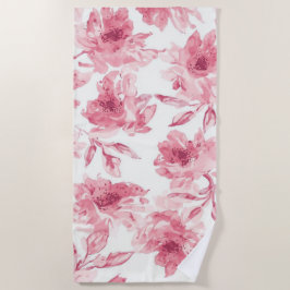 Roze Bloesems Waterverf Luchtige Bloemen Strandlaken