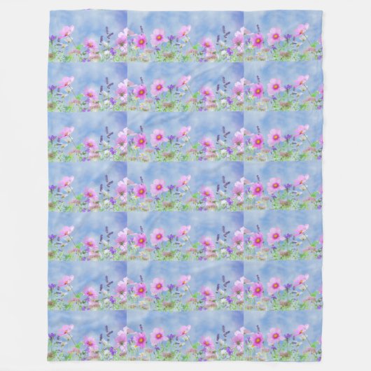 roze bloesems weidevelden tuinbloemblaadjes wijnst fleece deken (Voorkant)
