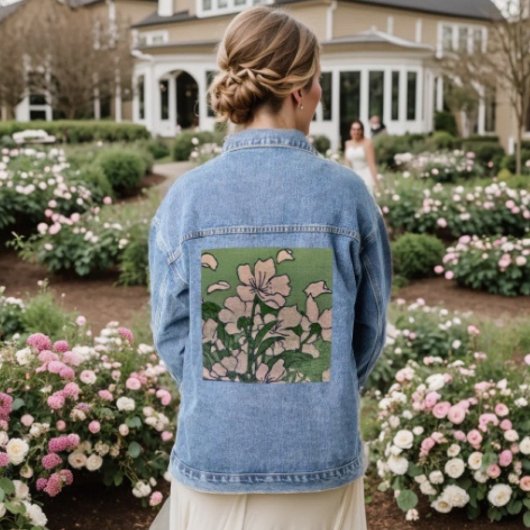 Roze Bloesemwaterval Denim Jacket