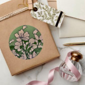 Roze Bloesemwatervalsticker Ronde Sticker