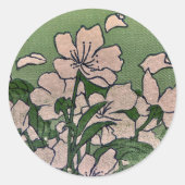 Roze Bloesemwatervalsticker Ronde Sticker (Voorkant)