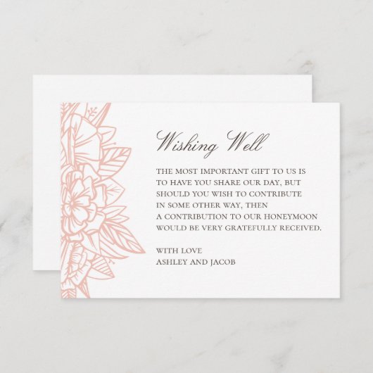 Roze bloesse eenvoudige bruiloft die goed wil informatiekaartje (Voorkant / Achterkant)