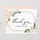 Roze bloesse geometrische bruiloft Hartelijk dank (Voorkant / Achterkant)