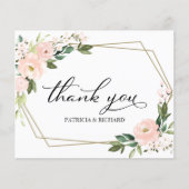 Roze bloesse geometrische bruiloft Hartelijk dank (Voorkant)