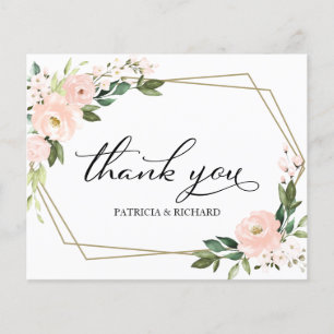 Roze bloesse geometrische bruiloft Hartelijk dank