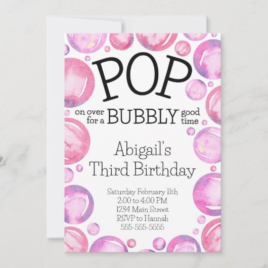 Roze blog Birthday Party Invitation Kaart (Voorkant)
