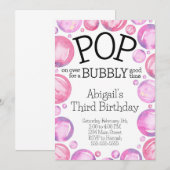 Roze blog Birthday Party Invitation Kaart (Voorkant / Achterkant)