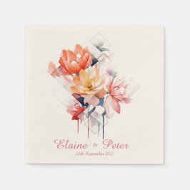 Roze Blokjes&Bloemen: Persoonlijke Trouwservetten Servet