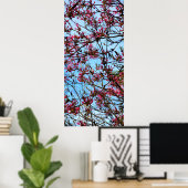 Roze blokjes op een boom poster (Thuiskantoor)