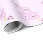 Roze blokken en Baby shower van sterren Cadeaupapier (Rol Hoek)