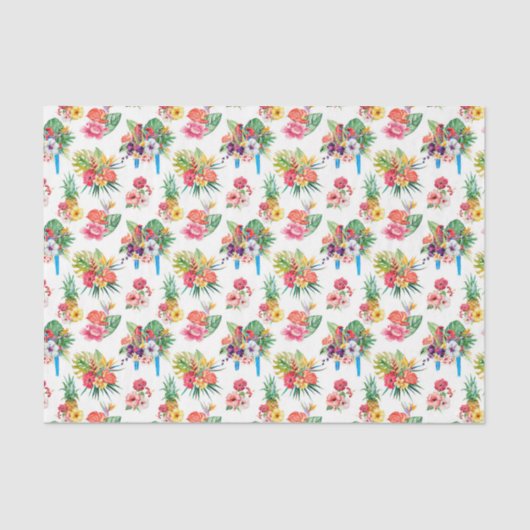 Roze blokken en bloemen (ontwerp 61 Roze reeks) Tissuepapier (Voorkant)