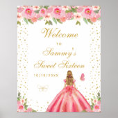 Roze Blond Haar Meisje Sweet Sixteen Welkom Poster (Voorkant)